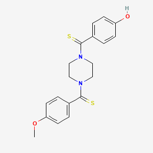 (4-Hydroxyphenyl)(4-(4-methoxyphenylcarbonothioyl)piperazin-1-yl)methanethione