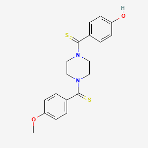 molecular formula C19H20N2O2S2 B2956003 4-[4-(4-methoxybenzenecarbothioyl)piperazine-1-carbothioyl]phenol CAS No. 887862-46-6