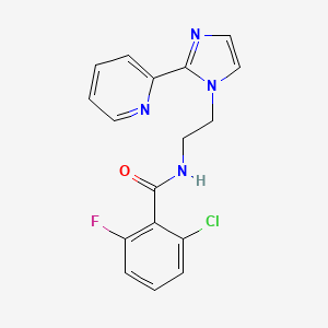 molecular formula C17H14ClFN4O B2956009 2-chloro-6-fluoro-N-(2-(2-(pyridin-2-yl)-1H-imidazol-1-yl)ethyl)benzamide CAS No. 2034586-50-8