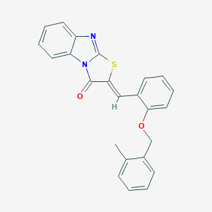 molecular formula C24H18N2O2S B295601 2-{2-[(2-methylbenzyl)oxy]benzylidene}[1,3]thiazolo[3,2-a]benzimidazol-3(2H)-one 