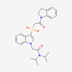 molecular formula C26H31N3O4S B2956016 2-(3-((2-(indolin-1-yl)-2-oxoethyl)sulfonyl)-1H-indol-1-yl)-N,N-diisopropylacetamide CAS No. 894024-53-4