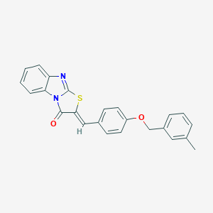 molecular formula C24H18N2O2S B295602 2-{4-[(3-methylbenzyl)oxy]benzylidene}[1,3]thiazolo[3,2-a]benzimidazol-3(2H)-one 