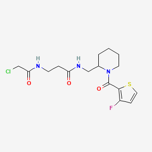 molecular formula C16H21ClFN3O3S B2956038 3-[(2-Chloroacetyl)amino]-N-[[1-(3-fluorothiophene-2-carbonyl)piperidin-2-yl]methyl]propanamide CAS No. 2418666-72-3