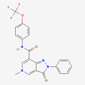 molecular formula C21H15F3N4O3 B2956043 5-methyl-3-oxo-2-phenyl-N-(4-(trifluoromethoxy)phenyl)-3,5-dihydro-2H-pyrazolo[4,3-c]pyridine-7-carboxamide CAS No. 921880-15-1