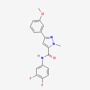 molecular formula C18H15F2N3O2 B2956049 N~5~-(3,4-difluorophenyl)-3-(3-methoxyphenyl)-1-methyl-1H-pyrazole-5-carboxamide CAS No. 1193233-98-5