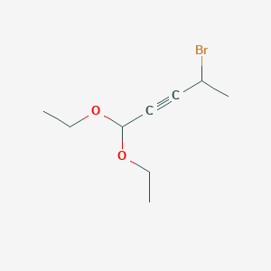 molecular formula C9H15BrO2 B2956050 4-Bromo-1,1-diethoxypent-2-yne CAS No. 2413869-14-2