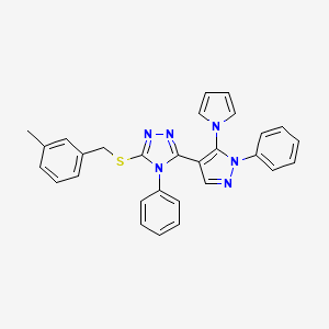 3-methylbenzyl 4-phenyl-5-[1-phenyl-5-(1H-pyrrol-1-yl)-1H-pyrazol-4-yl]-4H-1,2,4-triazol-3-yl sulfide