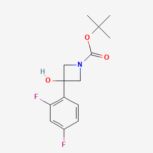 molecular formula C14H17F2NO3 B2956054 叔丁基 3-(2,4-二氟苯基)-3-羟基氮杂环丁烷-1-甲酸酯 CAS No. 1482460-15-0
