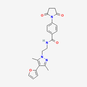 4-(2,5-dioxopyrrolidin-1-yl)-N-(2-(4-(furan-2-yl)-3,5-dimethyl-1H-pyrazol-1-yl)ethyl)benzamide