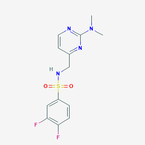 molecular formula C13H14F2N4O2S B2956065 N-((2-(dimethylamino)pyrimidin-4-yl)methyl)-3,4-difluorobenzenesulfonamide CAS No. 1797815-27-0