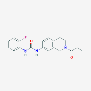 molecular formula C19H20FN3O2 B2956068 1-(2-氟苯基)-3-(2-丙酰-1,2,3,4-四氢异喹啉-7-基)脲 CAS No. 1210155-23-9