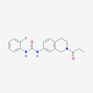 molecular formula C19H20FN3O2 B2956068 1-(2-fluorophenyl)-3-(2-propanoyl-1,2,3,4-tetrahydroisoquinolin-7-yl)urea CAS No. 1210155-23-9