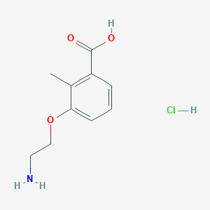 molecular formula C10H14ClNO3 B2956073 3-(2-Aminoethoxy)-2-methylbenzoic acid;hydrochloride CAS No. 2411287-60-8