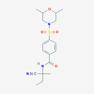 molecular formula C18H25N3O4S B2956076 N-(2-cyanobutan-2-yl)-4-(2,6-dimethylmorpholin-4-yl)sulfonylbenzamide CAS No. 1241025-21-7