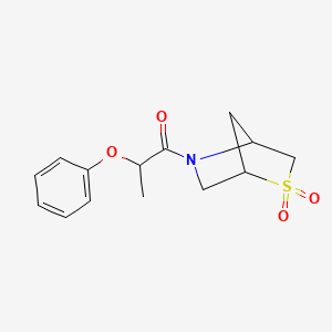 molecular formula C14H17NO4S B2956078 1-(2,2-Dioxido-2-thia-5-azabicyclo[2.2.1]heptan-5-yl)-2-phenoxypropan-1-one CAS No. 2034310-41-1