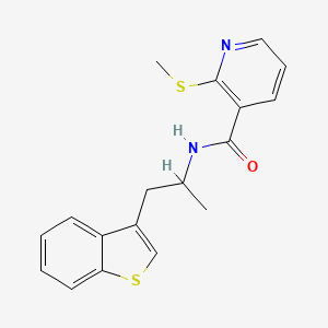 molecular formula C18H18N2OS2 B2956084 N-(1-(苯并[b]噻吩-3-基)丙烷-2-基)-2-(甲硫基)烟酰胺 CAS No. 2320669-29-0