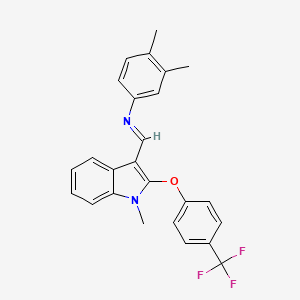 N-(3,4-dimethylphenyl)-1-[1-methyl-2-[4-(trifluoromethyl)phenoxy]indol-3-yl]methanimine