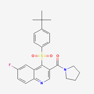 4-[(4-Tert-butylphenyl)sulfonyl]-6-fluoro-3-(pyrrolidin-1-ylcarbonyl)quinoline