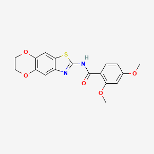 molecular formula C18H16N2O5S B2956091 N-(6,7-dihydro-[1,4]dioxino[2,3-f][1,3]benzothiazol-2-yl)-2,4-dimethoxybenzamide CAS No. 892855-05-9