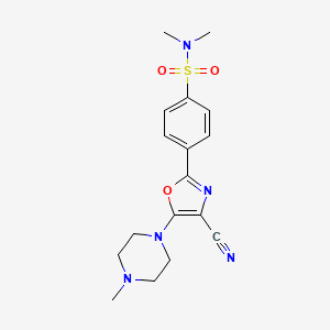 molecular formula C17H21N5O3S B2956095 4-(4-cyano-5-(4-methylpiperazin-1-yl)oxazol-2-yl)-N,N-dimethylbenzenesulfonamide CAS No. 941265-56-1
