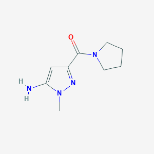 molecular formula C9H14N4O B2956099 1-methyl-3-(pyrrolidin-1-ylcarbonyl)-1H-pyrazol-5-amine CAS No. 1310251-42-3
