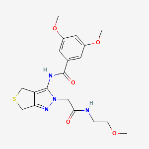 molecular formula C19H24N4O5S B2956100 3,5-dimethoxy-N-(2-(2-((2-methoxyethyl)amino)-2-oxoethyl)-4,6-dihydro-2H-thieno[3,4-c]pyrazol-3-yl)benzamide CAS No. 1105204-78-1
