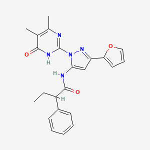 molecular formula C23H23N5O3 B2956123 N-(1-(4,5-二甲基-6-氧代-1,6-二氢嘧啶-2-基)-3-(呋喃-2-基)-1H-吡唑-5-基)-2-苯基丁酰胺 CAS No. 1170015-31-2