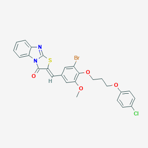 molecular formula C26H20BrClN2O4S B295613 (2Z)-2-{3-bromo-4-[3-(4-chlorophenoxy)propoxy]-5-methoxybenzylidene}[1,3]thiazolo[3,2-a]benzimidazol-3(2H)-one 