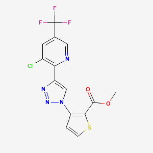 molecular formula C14H8ClF3N4O2S B2956134 methyl 3-{4-[3-chloro-5-(trifluoromethyl)-2-pyridinyl]-1H-1,2,3-triazol-1-yl}-2-thiophenecarboxylate CAS No. 860650-83-5