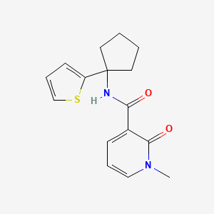molecular formula C16H18N2O2S B2956135 1-methyl-2-oxo-N-(1-(thiophen-2-yl)cyclopentyl)-1,2-dihydropyridine-3-carboxamide CAS No. 2034506-28-8