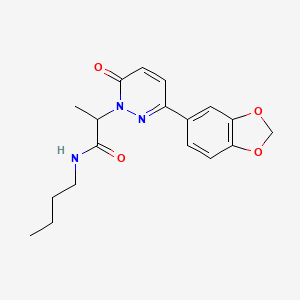 molecular formula C18H21N3O4 B2956138 2-(3-(benzo[d][1,3]dioxol-5-yl)-6-oxopyridazin-1(6H)-yl)-N-butylpropanamide CAS No. 1203166-53-3