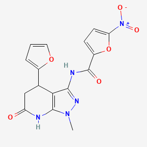 N-(4-(furan-2-yl)-1-methyl-6-oxo-4,5,6,7-tetrahydro-1H-pyrazolo[3,4-b]pyridin-3-yl)-5-nitrofuran-2-carboxamide