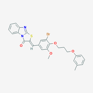 molecular formula C27H23BrN2O4S B295616 (2Z)-2-{3-bromo-5-methoxy-4-[3-(3-methylphenoxy)propoxy]benzylidene}[1,3]thiazolo[3,2-a]benzimidazol-3(2H)-one 