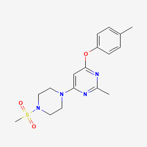 molecular formula C17H22N4O3S B2956165 2-甲基-4-(4-(甲磺酰基)哌嗪-1-基)-6-(对甲苯氧基)嘧啶 CAS No. 946354-87-6