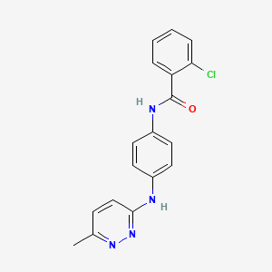 molecular formula C18H15ClN4O B2956176 2-chloro-N-(4-((6-methylpyridazin-3-yl)amino)phenyl)benzamide CAS No. 1207028-76-9