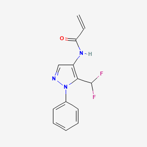 molecular formula C13H11F2N3O B2956190 N-[5-(Difluoromethyl)-1-phenylpyrazol-4-yl]prop-2-enamide CAS No. 2361639-34-9