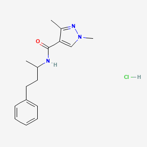 molecular formula C16H22ClN3O B2956195 1,3-dimethyl-N-(4-phenylbutan-2-yl)-1H-pyrazole-4-carboxamide hydrochloride CAS No. 1331328-18-7