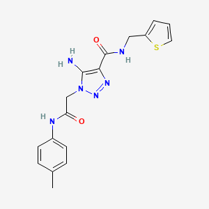 molecular formula C17H18N6O2S B2956200 5-amino-1-{2-[(4-methylphenyl)amino]-2-oxoethyl}-N-(thien-2-ylmethyl)-1H-1,2,3-triazole-4-carboxamide CAS No. 866345-84-8