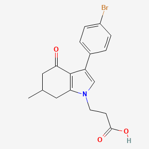 molecular formula C18H18BrNO3 B2956203 3-[3-(4-bromophenyl)-6-methyl-4-oxo-4,5,6,7-tetrahydro-1H-indol-1-yl]propanoic acid CAS No. 1048915-92-9