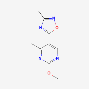molecular formula C9H10N4O2 B2956206 5-(2-Methoxy-4-methylpyrimidin-5-yl)-3-methyl-1,2,4-oxadiazole CAS No. 2034421-44-6