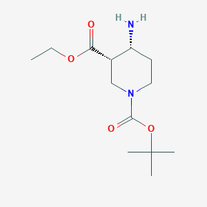 molecular formula C13H24N2O4 B2956209 1,3-哌啶二甲酸，4-氨基-，1-(1,1-二甲基乙基) 3-乙基酯，(3S,4R)- CAS No. 859855-31-5