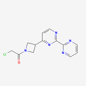 molecular formula C13H12ClN5O B2956211 2-Chloro-1-[3-(2-pyrimidin-2-ylpyrimidin-4-yl)azetidin-1-yl]ethanone CAS No. 2411272-10-9