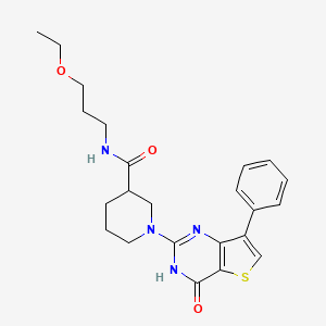 molecular formula C23H28N4O3S B2956212 N-(3-ethoxypropyl)-1-(4-oxo-7-phenyl-3,4-dihydrothieno[3,2-d]pyrimidin-2-yl)piperidine-3-carboxamide CAS No. 1251694-68-4