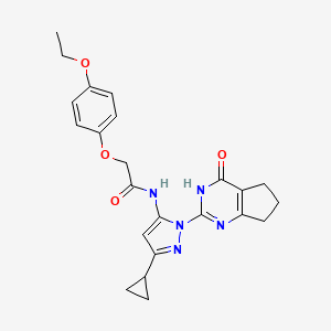 molecular formula C23H25N5O4 B2956217 N-(3-cyclopropyl-1-(4-oxo-4,5,6,7-tetrahydro-3H-cyclopenta[d]pyrimidin-2-yl)-1H-pyrazol-5-yl)-2-(4-ethoxyphenoxy)acetamide CAS No. 1207057-16-6