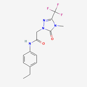 molecular formula C14H15F3N4O2 B2956225 N-(4-ethylphenyl)-2-(4-methyl-5-oxo-3-(trifluoromethyl)-4,5-dihydro-1H-1,2,4-triazol-1-yl)acetamide CAS No. 1421529-28-3