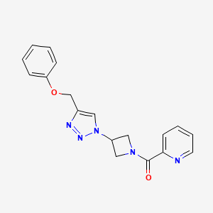molecular formula C18H17N5O2 B2956230 (3-(4-(苯氧基甲基)-1H-1,2,3-三唑-1-基)氮杂环丁-1-基)(吡啶-2-基)甲甲酮 CAS No. 2034543-61-6