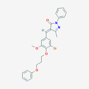 molecular formula C27H25BrN2O4 B295624 4-[3-bromo-5-methoxy-4-(3-phenoxypropoxy)benzylidene]-5-methyl-2-phenyl-2,4-dihydro-3H-pyrazol-3-one 