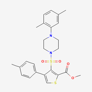molecular formula C25H28N2O4S2 B2956250 Methyl 3-{[4-(2,5-dimethylphenyl)piperazin-1-yl]sulfonyl}-4-(4-methylphenyl)thiophene-2-carboxylate CAS No. 941935-88-2