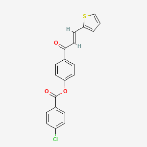 molecular formula C20H13ClO3S B2956251 4-(3-(2-Thienyl)acryloyl)phenyl 4-chlorobenzenecarboxylate CAS No. 297150-14-2