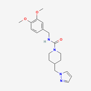 molecular formula C19H26N4O3 B2956252 4-((1H-pyrazol-1-yl)methyl)-N-(3,4-dimethoxybenzyl)piperidine-1-carboxamide CAS No. 1421485-65-5